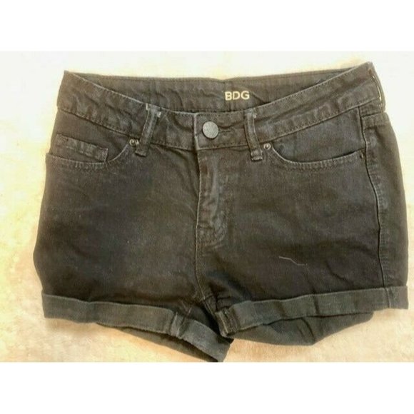 BDG Womens Size 25 Black Shorts Mid Rise Alexa Shortie Stretch Cuffed He… - Picture 1 of 3